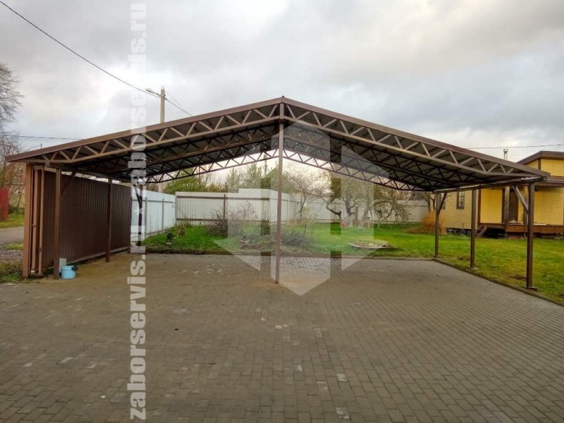 Навес для двух автомобилей пример 9