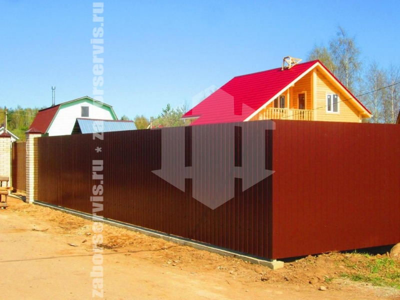 Забор из профнастила на ленточном фундаменте 54 метра